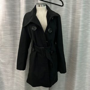 Black pea coat with belt
